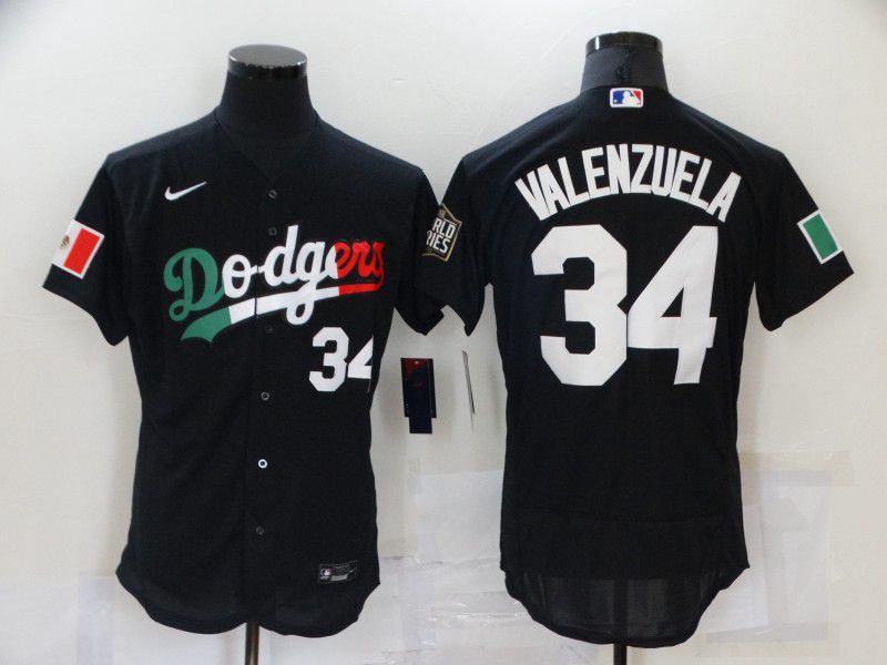Men Los Angeles Dodgers #34 Valenzuela Black Elite 2021 Nike MLB Jerseys->los angeles dodgers->MLB Jersey